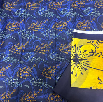 Blue and Yellow Combo Lawn Luxury 3PC