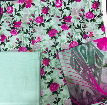 Pastel Green Combo Lawn Luxury 3PC